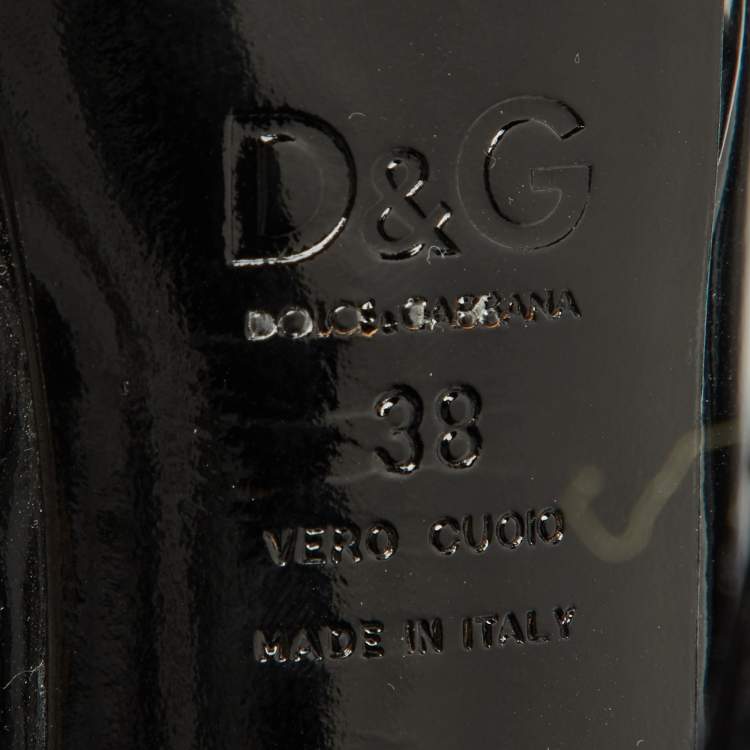 Pre Owned D&G Black Patent Leather Pointed Toe Platform Pumps Size 38