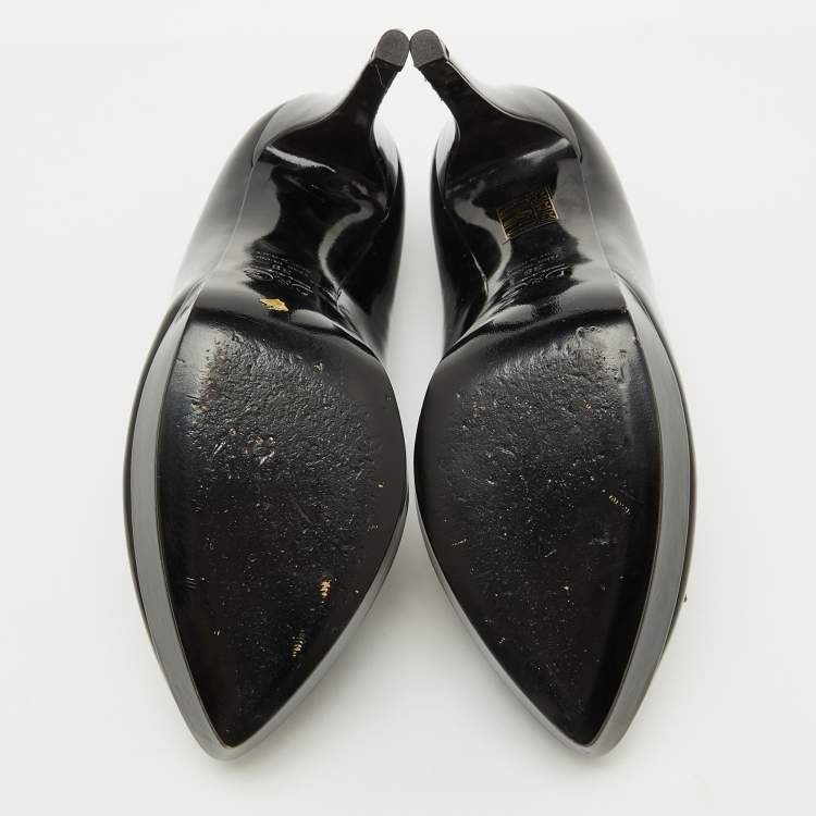 Pre Owned D&G Black Patent Leather Pointed Toe Platform Pumps Size 38