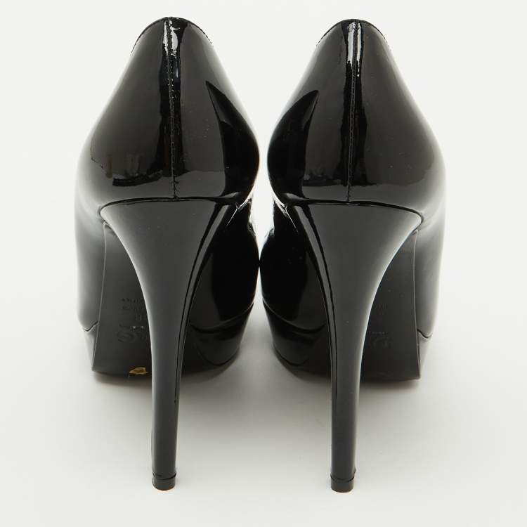 Pre Owned D&G Black Patent Leather Pointed Toe Platform Pumps Size 38
