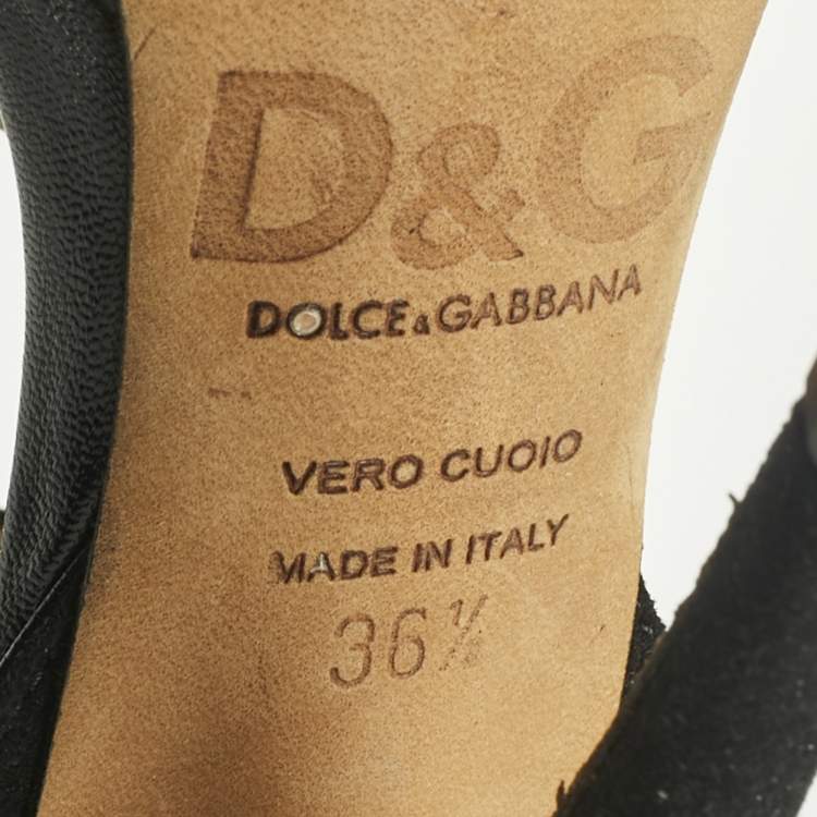 Pre Owned D&G Black Suede Butterfly Embellish Ankle Strap Sandals Size 36.5