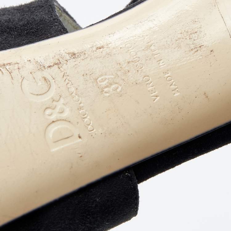 Pre Owned D&G Black Suede Platform Ankle Strap Sandals Size 39