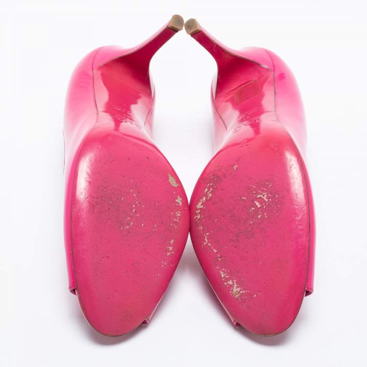 Pre Owned D&G Pink Patent Leather Peep Toe Pumps Size 41