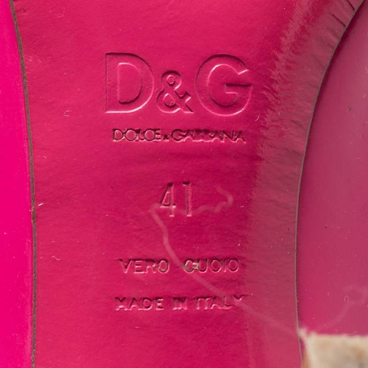 Pre Owned D&G Pink Patent Leather Peep Toe Pumps Size 41
