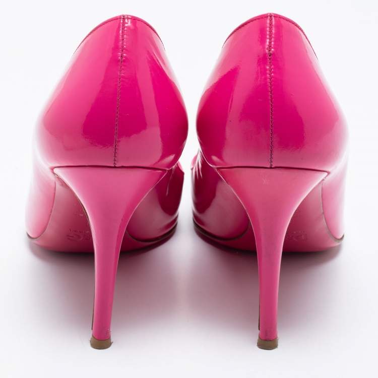 Pre Owned D&G Pink Patent Leather Peep Toe Pumps Size 41