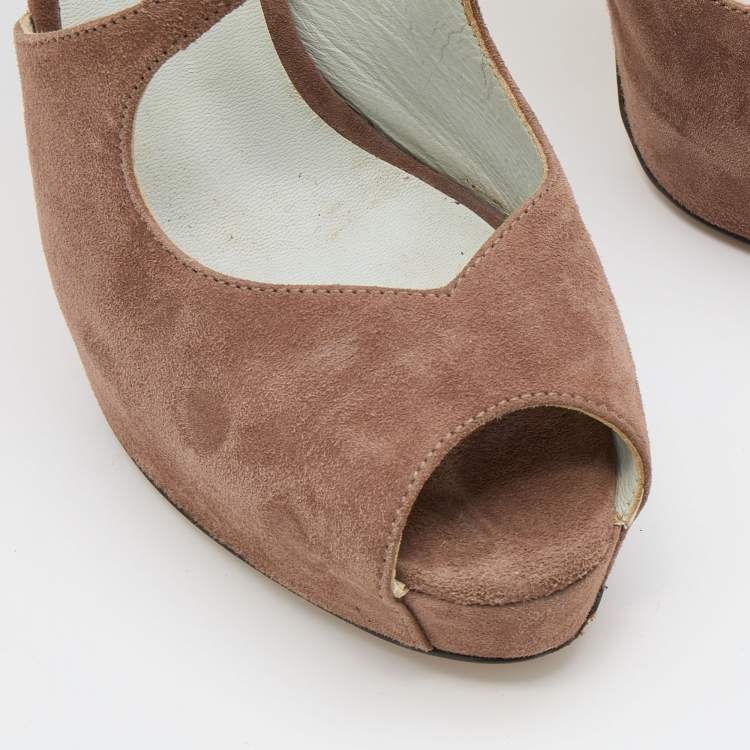 Pre Owned D&G Brown Suede Open Toe Platform Sandals Size 38.5