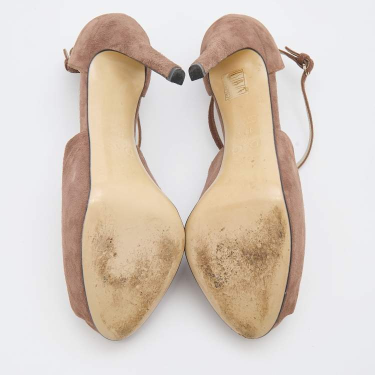 Pre Owned D&G Brown Suede Open Toe Platform Sandals Size 38.5