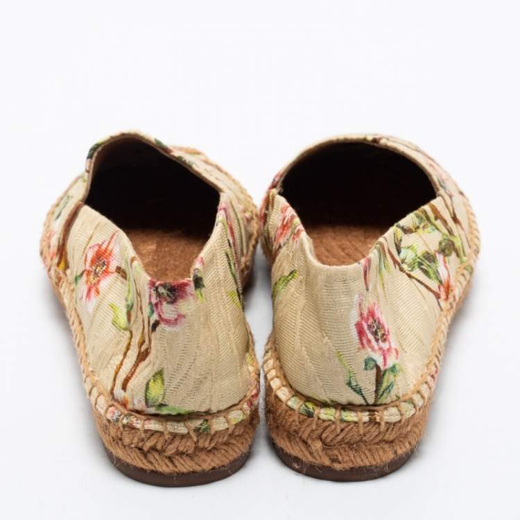 مملوكة مسبقًا Dolce & Gabanna Beige Floral Print Canvas Espadrilles Flats Size 36