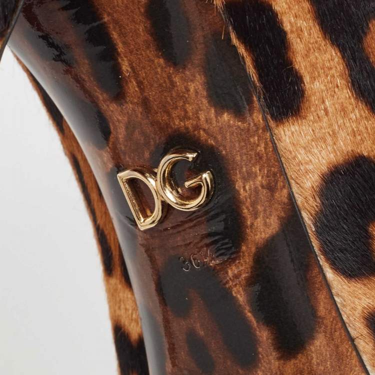Pre Owned Dolce & Gabbana Leopard Calf Hair Pointed Toe Pumps Size 36.5