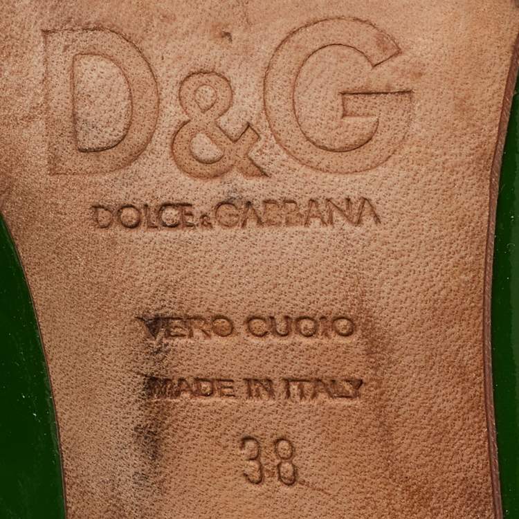 Pre Owned D&G Green Patent Leather Peep Toe Pumps Size 38