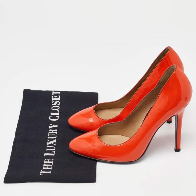 مملوكة مسبقًا D&G Orange Patent Leather Round Toe Pumps Size 38.5