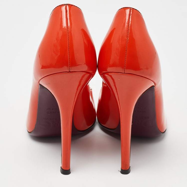 مملوكة مسبقًا D&G Orange Patent Leather Round Toe Pumps Size 38.5