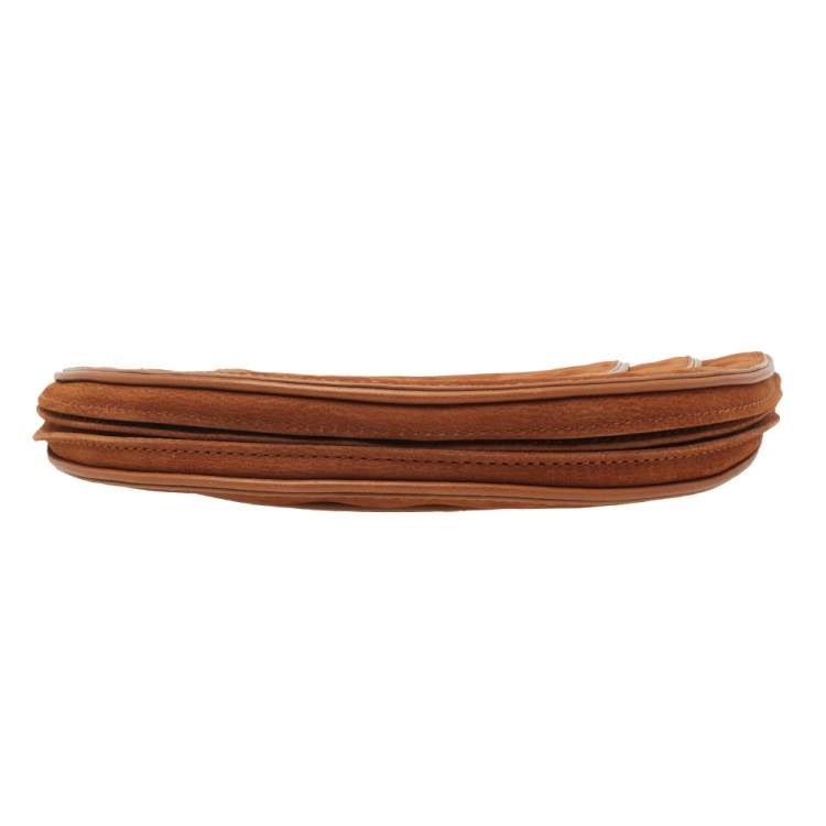 Pre Owned Diane von Furstenberg Brown Nubuck Leather Wristlet Pouch