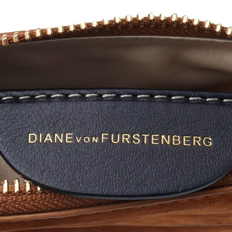 Pre Owned Diane von Furstenberg Brown Nubuck Leather Wristlet Pouch
