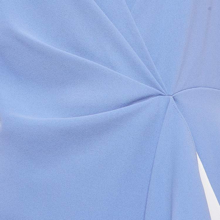 Pre Owned Diane Von Furstenberg Blue Crepe Draped Addison Dress L