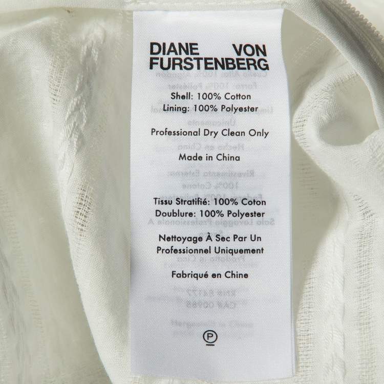 Pre Owned Diane Von Furstenberg White Cotton Erin Peplum Top S