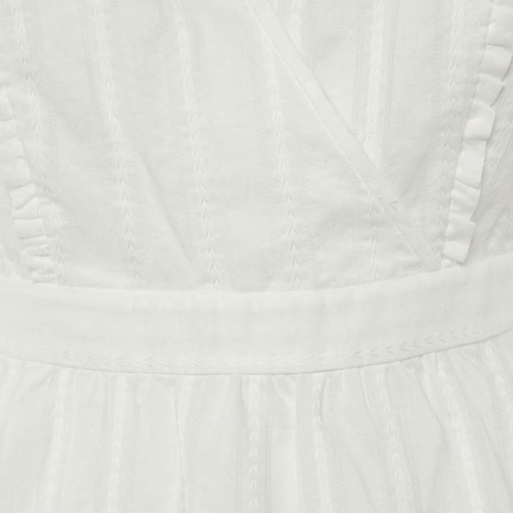 Pre Owned Diane Von Furstenberg White Cotton Erin Peplum Top S