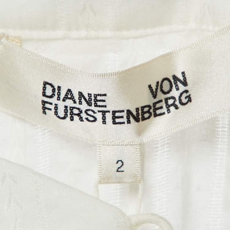 Pre Owned Diane Von Furstenberg White Cotton Erin Peplum Top S