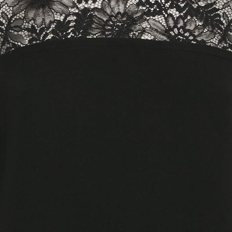 Pre Owned Diane Von Furstenberg Black Lace Trim Chiffon Lavana Dress M