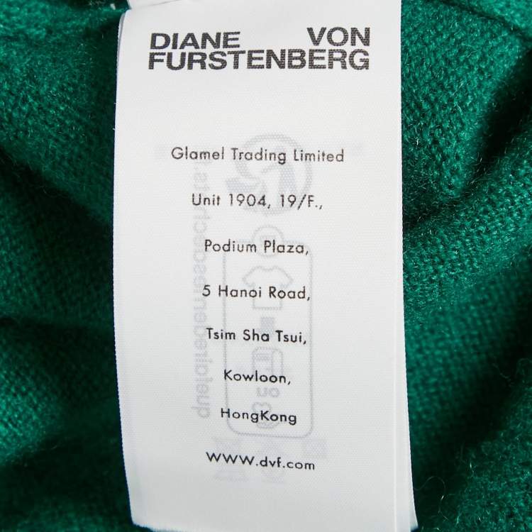 Pre Owned Diane Von Furstenberg Fall Green Wool Blend Astrid Dress L