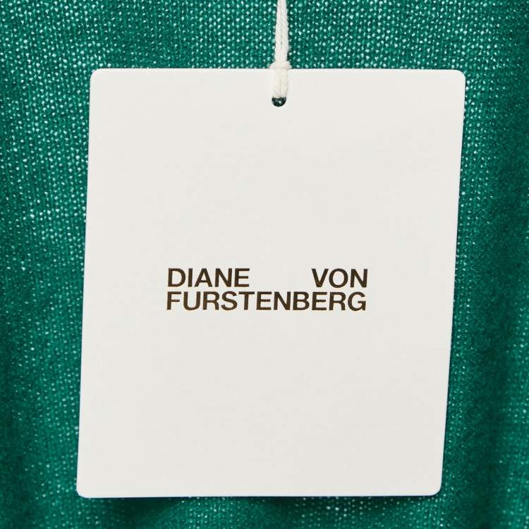 Pre Owned Diane Von Furstenberg Fall Green Wool Blend Astrid Dress L