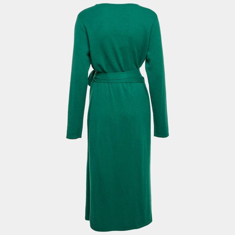 Pre Owned Diane Von Furstenberg Fall Green Wool Blend Astrid Dress L