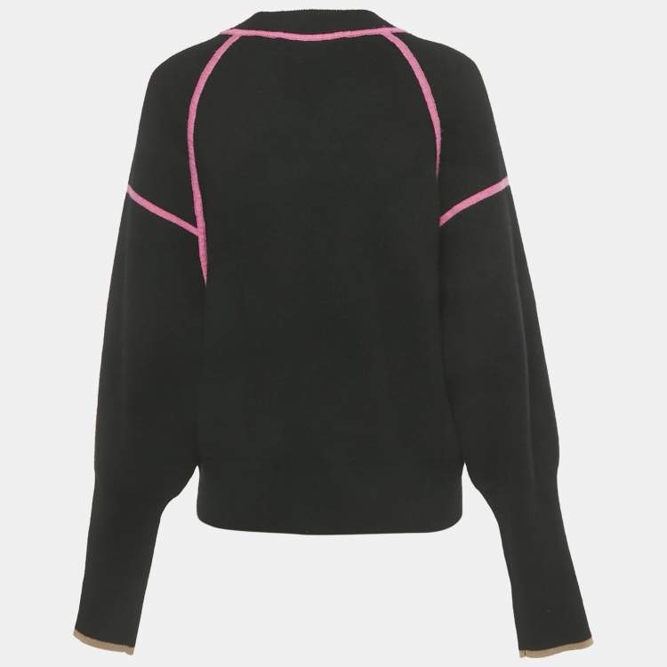 Pre Owned Diane Von Furstenberg Black Wool Blend Rhylee Sweatshirt L