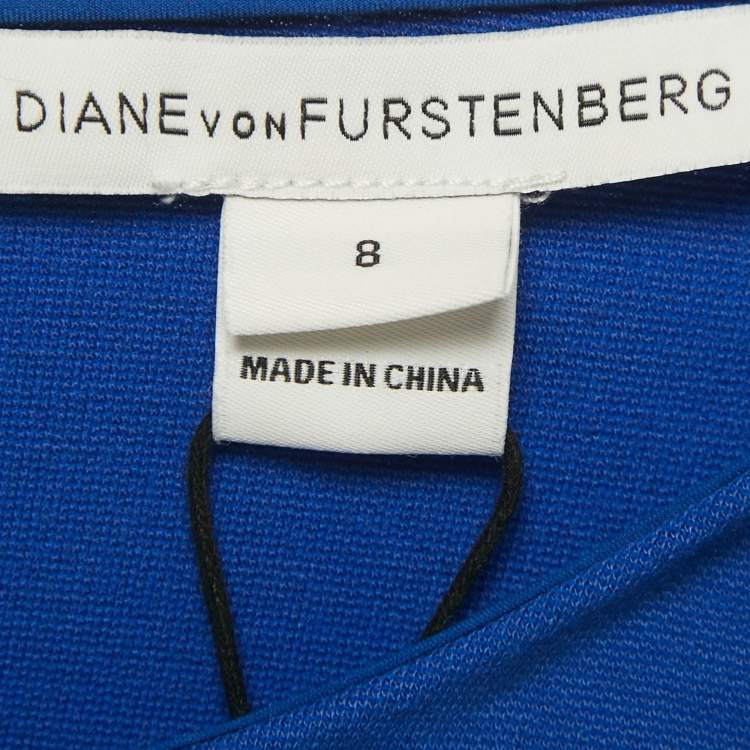 Pre Owned Diane Von Furstenberg Blue Jersey Evita Dress M
