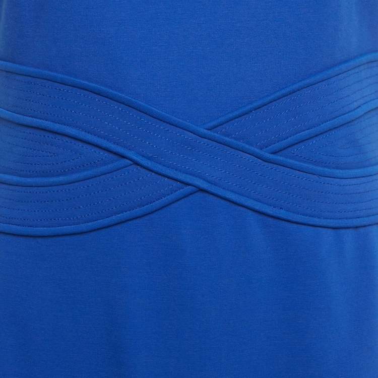 Pre Owned Diane Von Furstenberg Blue Jersey Evita Dress M