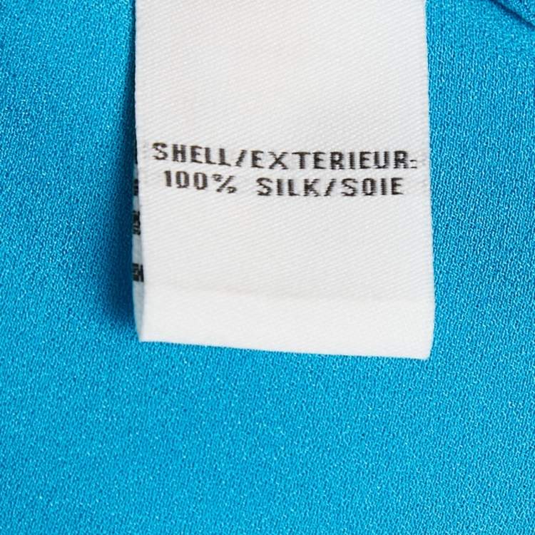 Pre Owned Diane Von Furstenberg Blue Silk Nancy Blouse S