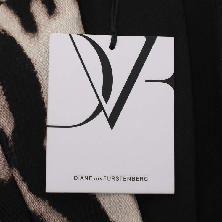 Pre Owned Diane Von Furstenberg Brown/Beige Leopard Print Wool Coat M