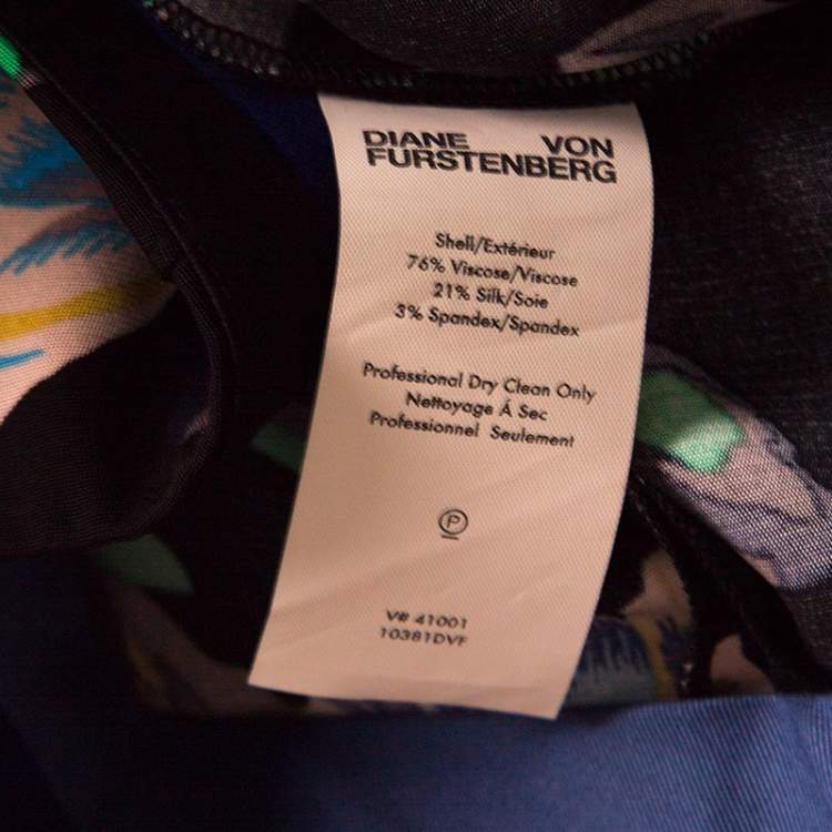 Pre Owned Diane Von Furstenberg Black Floral Printed Benton High Waist Skinny Pants L