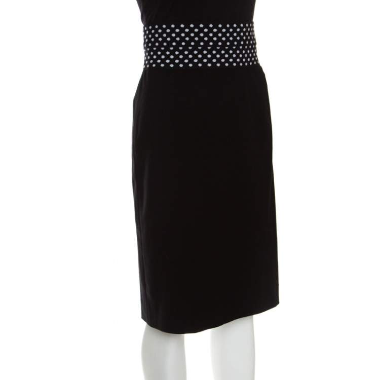 Pre Owned Diane Von Furstenberg Black Dotted Wasitband Detail Elsa Skirt M