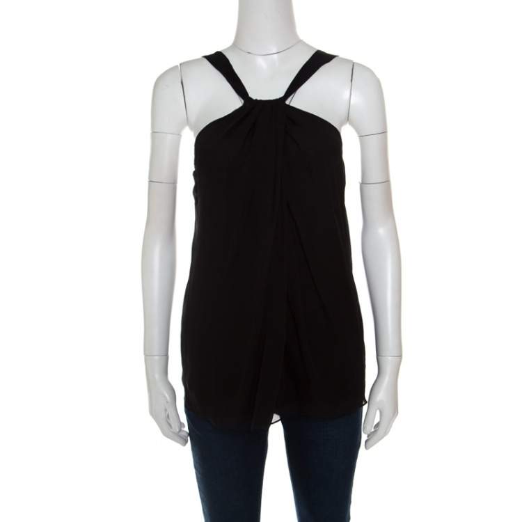 Pre Owned Diane von Furstenberg Black Silk Sleeveless Lilita Top S