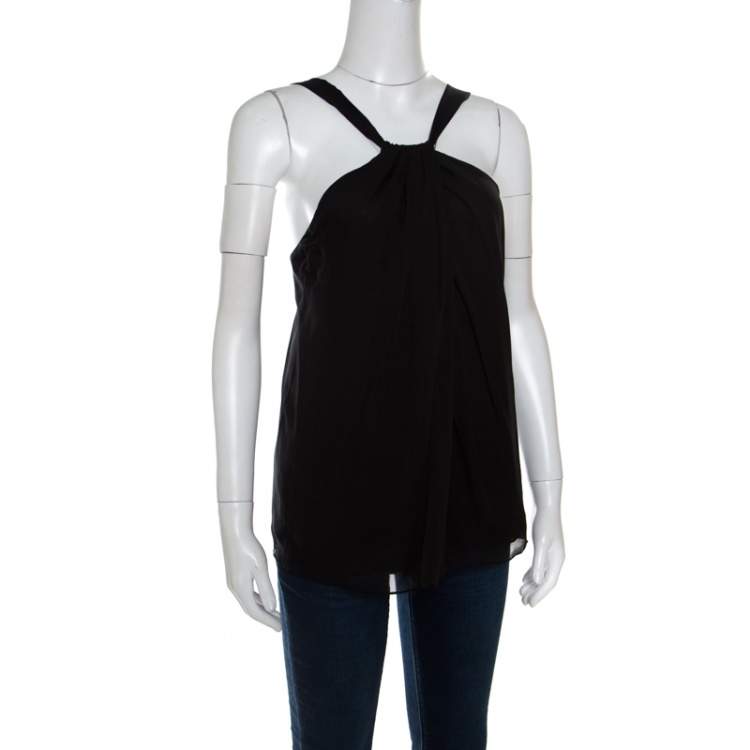Pre Owned Diane von Furstenberg Black Silk Sleeveless Lilita Top S