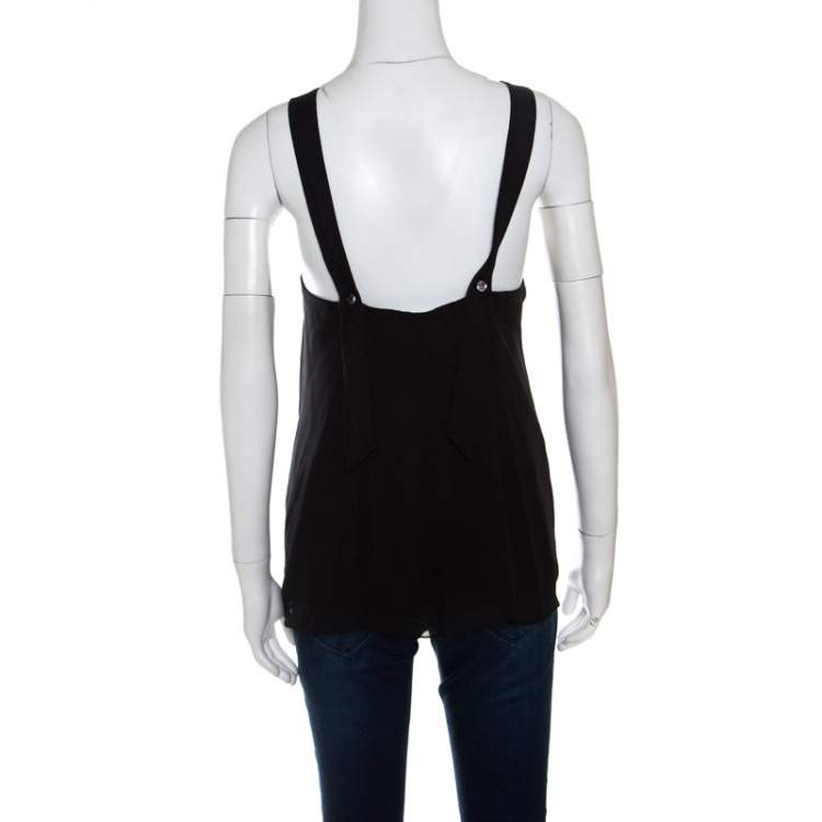 Pre Owned Diane von Furstenberg Black Silk Sleeveless Lilita Top S