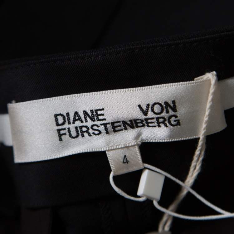 Pre Owned Diane Von Furstenberg Black Wool Cigarette Pants S