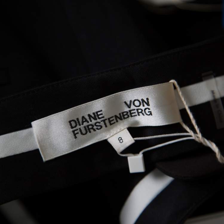 Pre Owned Diane Von Furstenberg Black Wool Cigarette Pants M