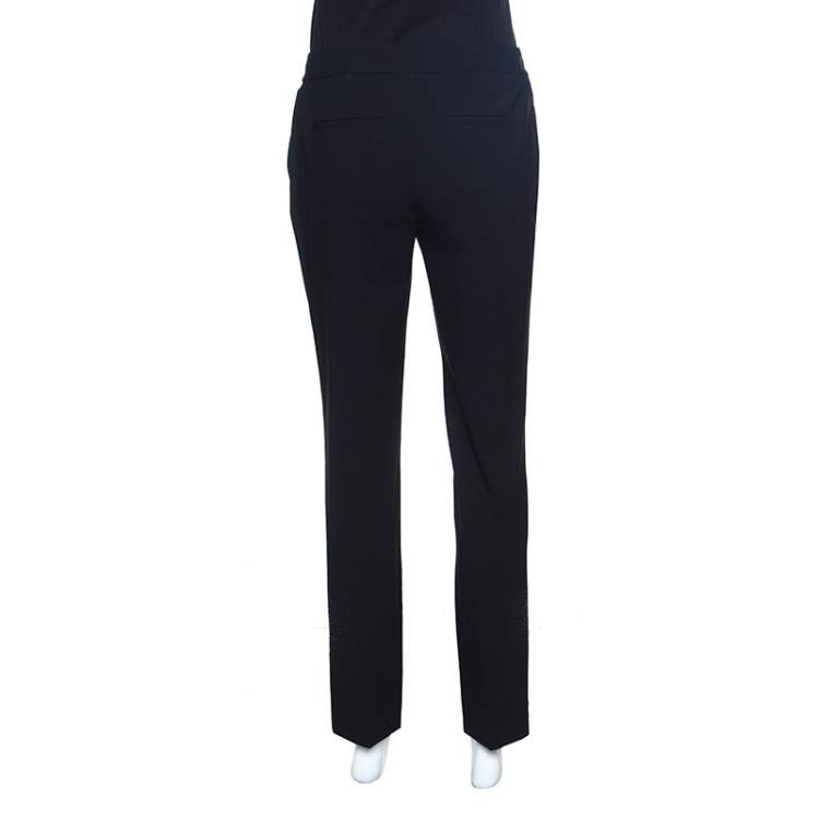 Pre Owned Diane Von Furstenberg Black Wool Cigarette Pants S
