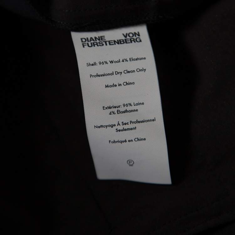 Pre Owned Diane Von Furstenberg Black Wool Cigarette Pants S