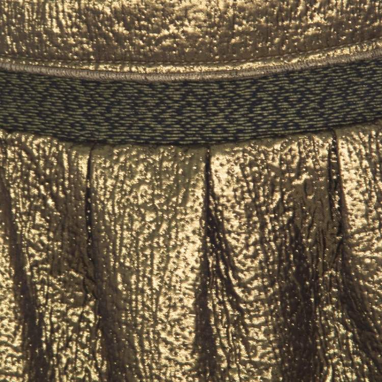 Pre Owned Diane Von Furstenberg Metallic Gold Gathered Addie Jacquard Mini Skirt M