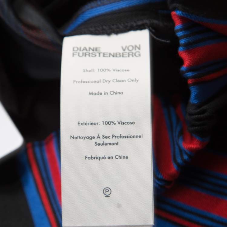 Pre Owned Diane Von Furstenberg Multicolor Striped Elasticized Waist Soft Trousers M