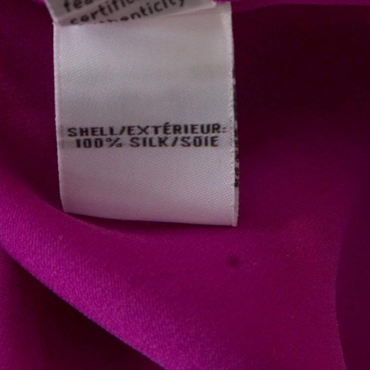 مملوكة مسبقًا Diane Von Furstenberg Summer Beet Silk Pintuck Detail Blouse XL