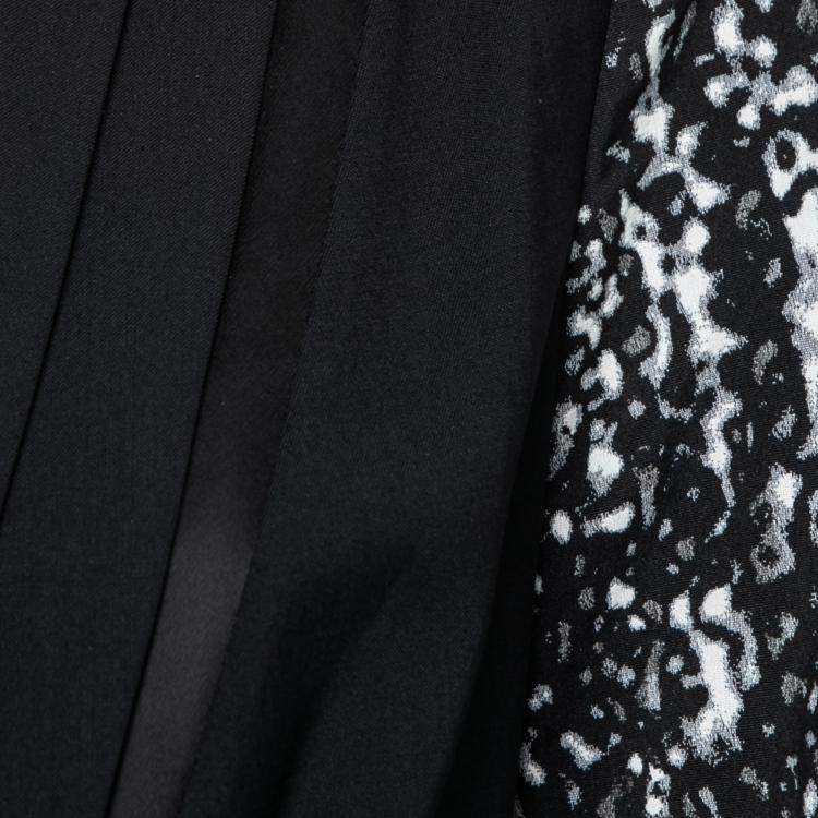 Pre Owned Diane von Furstenberg Black Crepe Jacquard Paneled Olena Jacket M