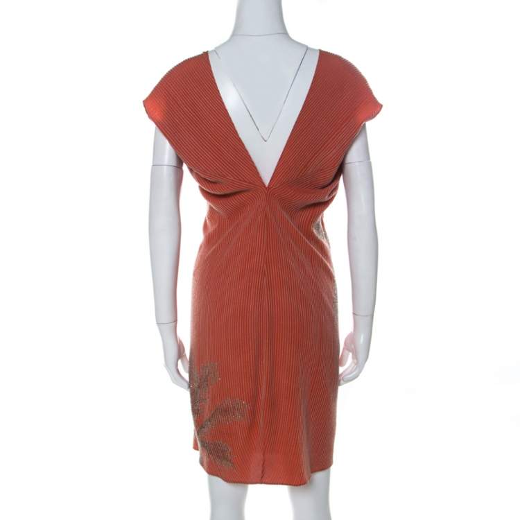 مملوكة مسبقًا Diane Von Furstenberg Coral Embellished Silk Cordie Dress M 