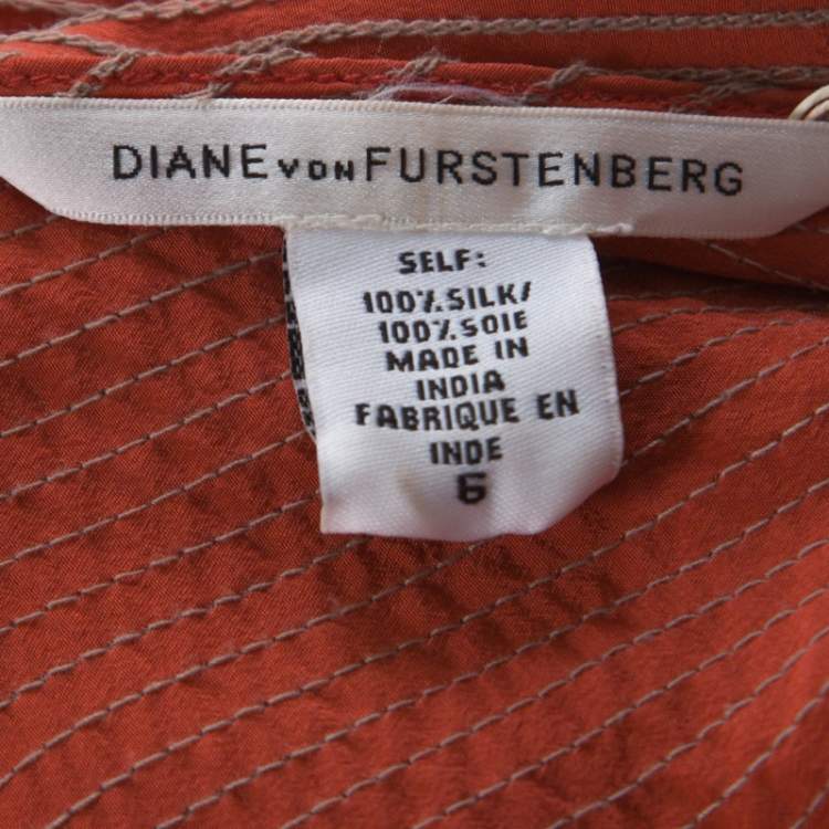 مملوكة مسبقًا Diane Von Furstenberg Coral Embellished Silk Cordie Dress M 