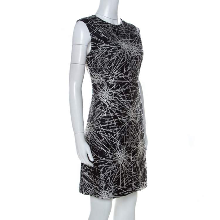 مملوكة مسبقًا Diane von Furstenberg Monochrome Printed Wool and Silk Blend Madyson Dress L