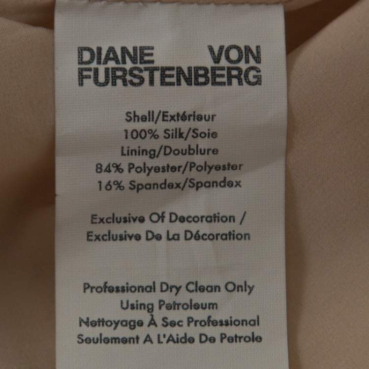 Pre Owned Diane von Furstenberg Pink and Ivory Sequinned One Shoulder Dress S