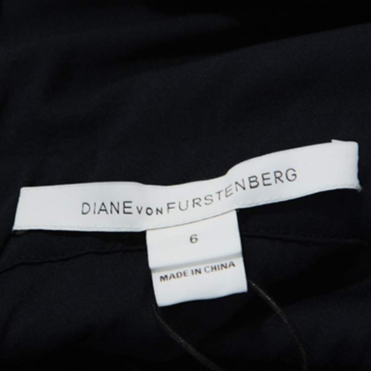 مملوكة مسبقًا Diane Von Furstenberg Navy Blue Lace Viera Cocktail Dress M