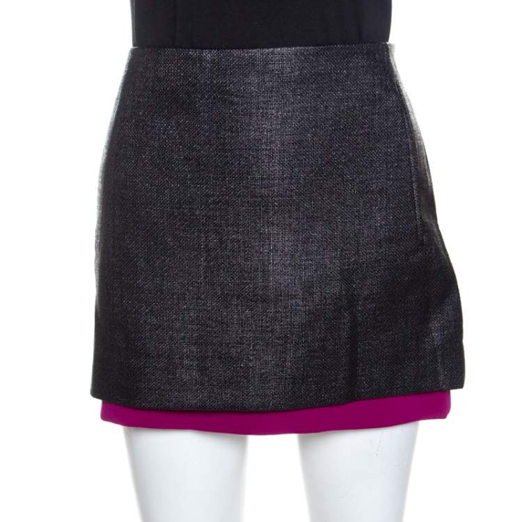 Diane Von Furstenberg Black Textured Contrast Hem Elley Mini Skirt M Diane  Von Furstenberg | TLC