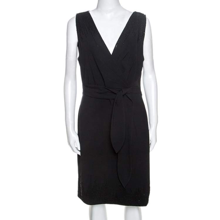 Diane Von Furstenberg Black Embellished Crepe Bella Dress L Diane Von  Furstenberg | TLC